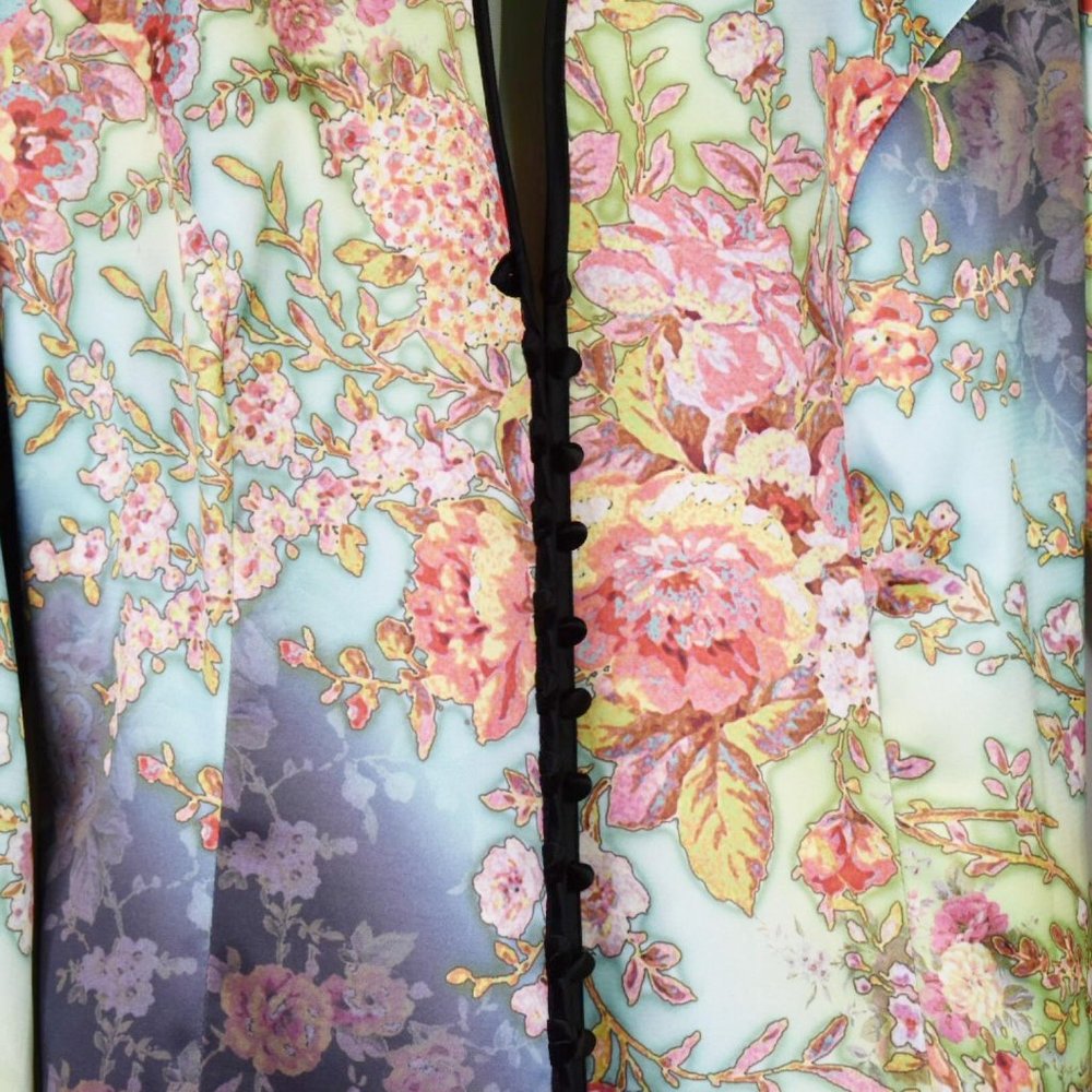 Monaco Nights Asian Inspired Watercolor Jacket L - Picture 3 of 7